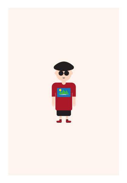Cartoon Guy With Glasses Art PosterGully Specials