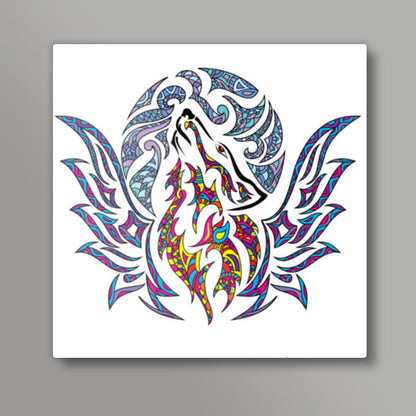Doodle Wolf Square Art Prints