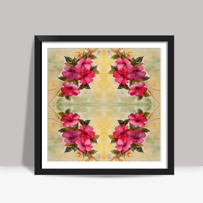 Pink Flowers Watercolor Square Art Print l Artist: Seema Hooda