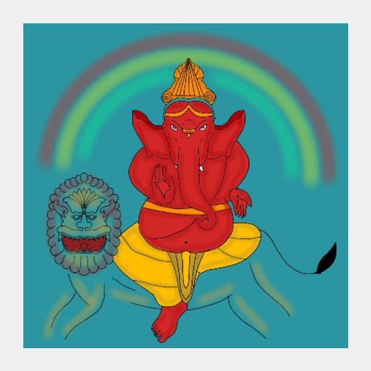 Square Art Prints, Herambha Ganapati Square Art Prints | Pratyasha Nithin, - PosterGully