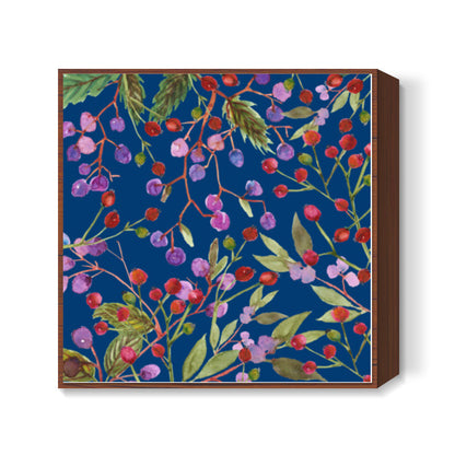 Cute Berries Pattern Summer Fruit Watercolor Backdrop Square Art Prints