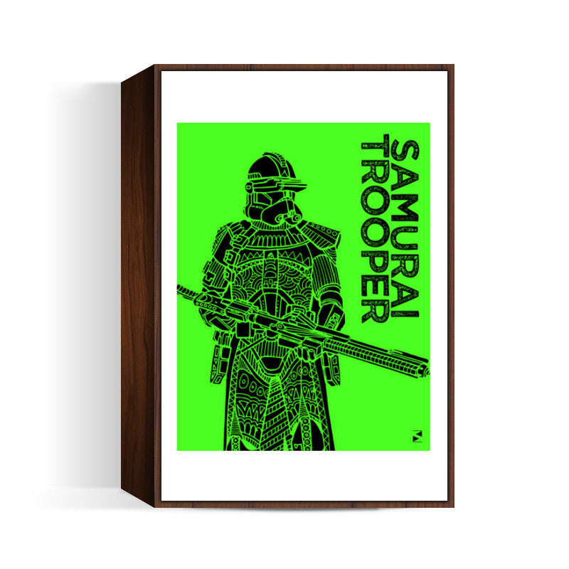 Samurai Trooper : Star Wars Inspired Original Art, Green, Black, Pop Art, Trendy Graphic Art, Bold, Bright, Intricate Wall Art