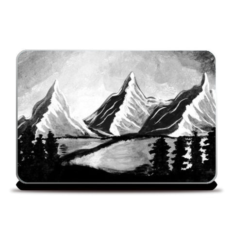 nature painting black and white Laptop Skins