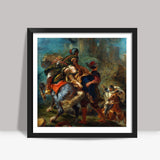 The Abduction of Rebecca by Eugène Delacroix Square Art Prints