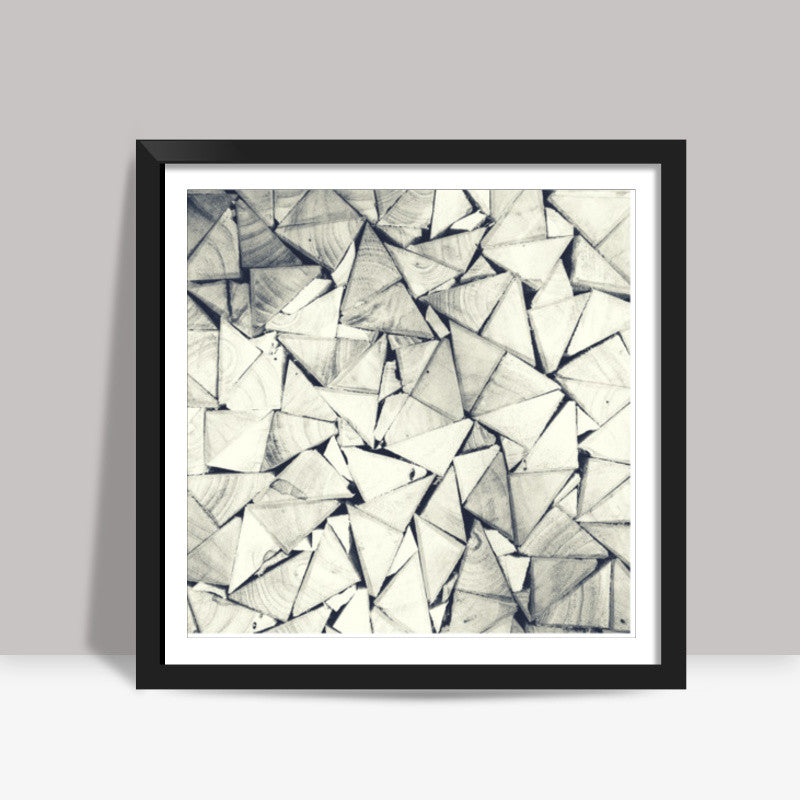 Black and White Triangle Wood Pattern Square Art Prints