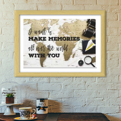 Wanderlust World Map Poster Premium Italian Wooden Frames