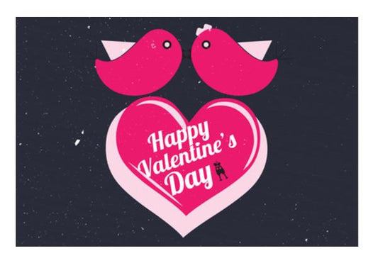 PosterGully Specials, Two birds sitting on a heart Wall Art