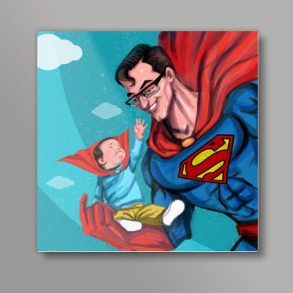 My Dad is Superman - Happy Fathers Day Square Art Prints