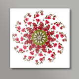 Decorative Pink Flowers Watercolor Mandala Design Square Art Prints
