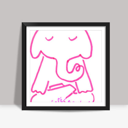 Elephant Illustration Square Art Prints