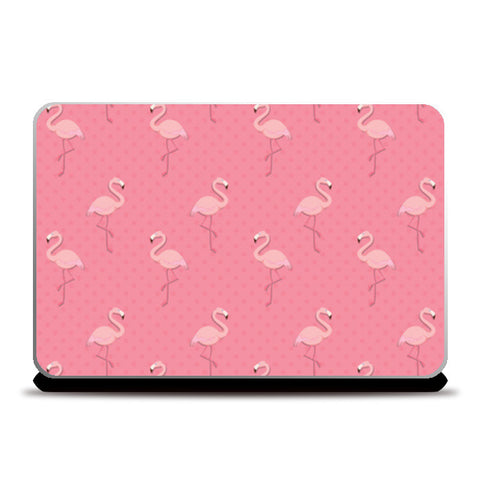 Pink - Dots with Flamingo  Laptop Skins