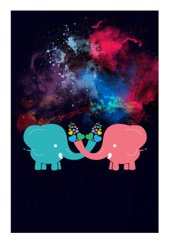 Two Elephant With Colorful Hearts Art PosterGully Specials