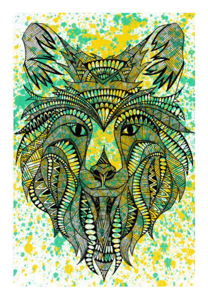 Patterned Wolf Art PosterGully Specials