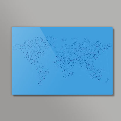 Blue Connected World Map Metal Prints