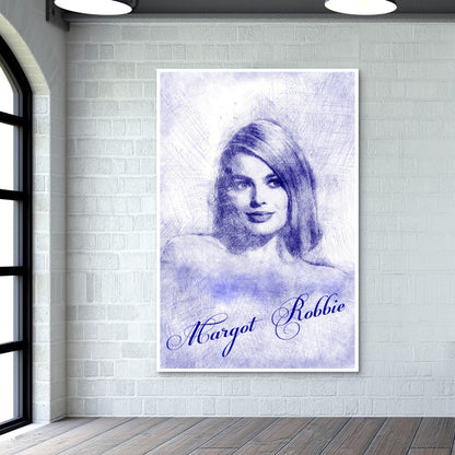 Margot Robbie pen sketch Wall Art