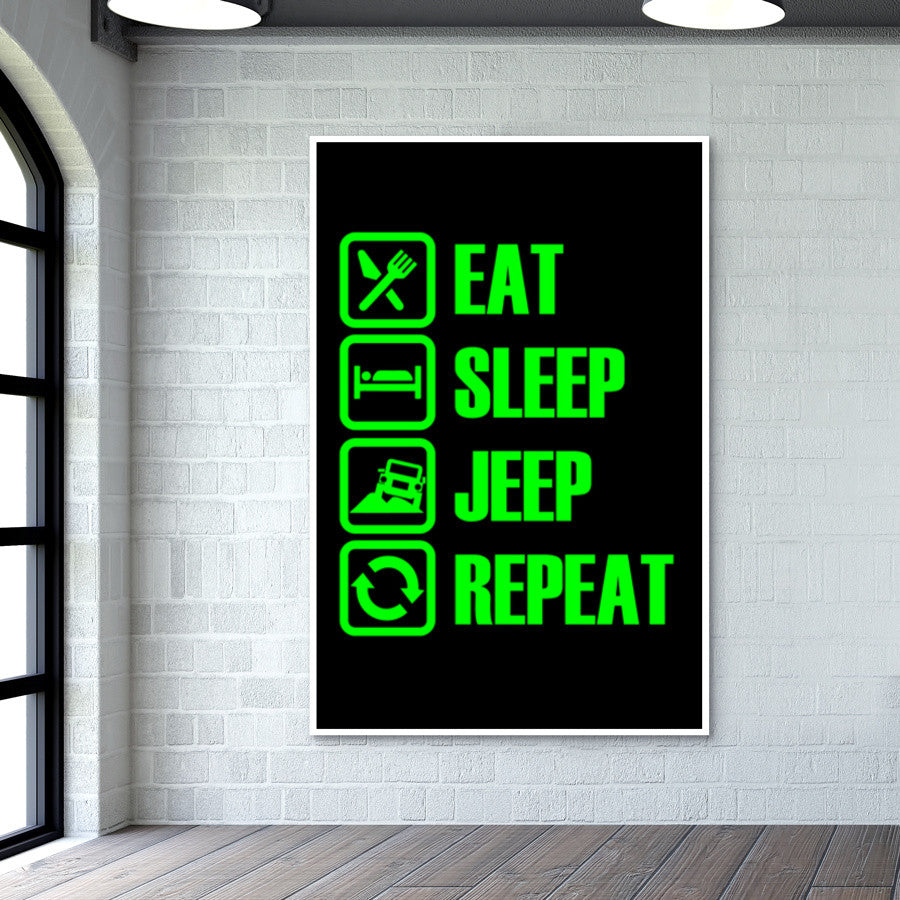 Eat Sleep Jeep Repeat Wall Art