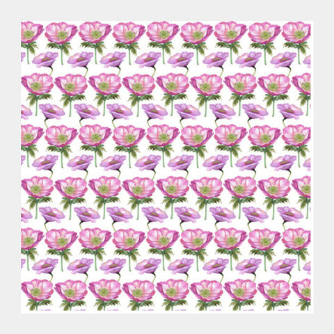 Stylish Romantic Pink Poppies Floral Spring Background Pattern Illustration Square Art Prints PosterGully Specials