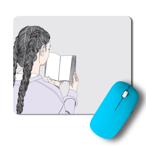 Girl Reading A Book Minimal Artwork Mousepad