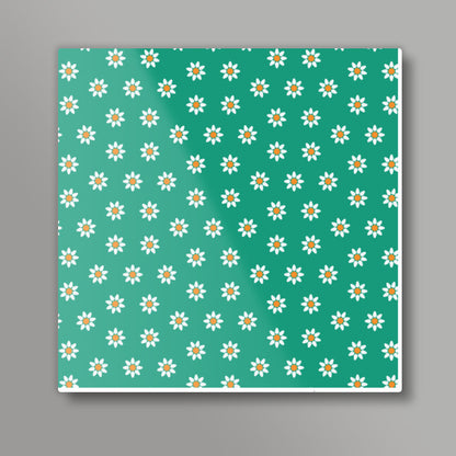 Green and Yellow Floral Square Art Prints