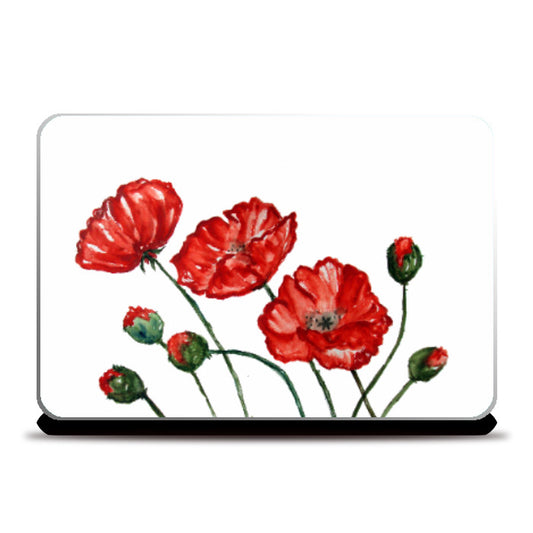 Laptop Skins, Red Poppy Flowers Laptop Skin l Artist: Seema Hooda, - PosterGully