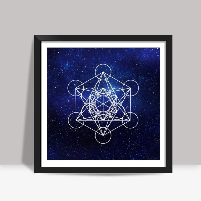 Hexa and circles abstract geometric art Square Art Prints