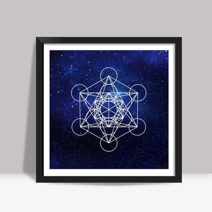 Hexa and circles abstract geometric art Square Art Prints