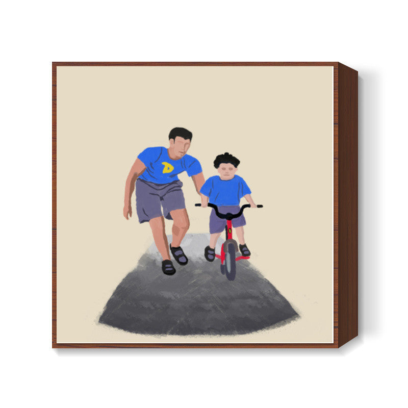 Fatherys Day : first ride memory Square Art Prints
