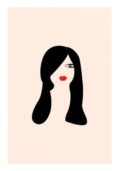 Girl Face With Long Black Hair Art PosterGully Specials