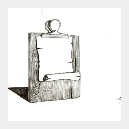 Scroll on wooden clip board Square Art Prints