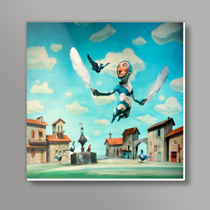 Flying like a bird  Square Art Prints