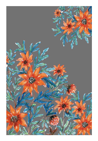 Orange Wildflowers Painting Floral Decor  Wall Art