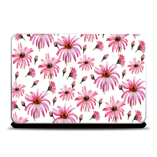 Pink Daisy Flowers Floral Pattern Laptop Skins