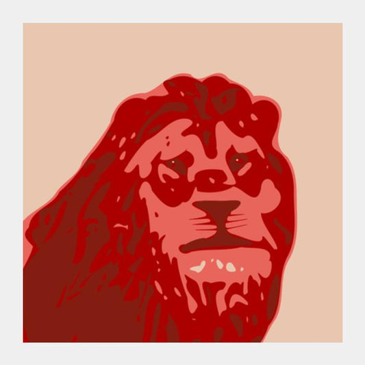 Abstract Lion Red Square Art Prints PosterGully Specials