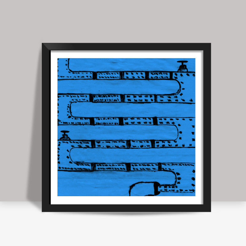 Pipeline Blue Square Art Prints