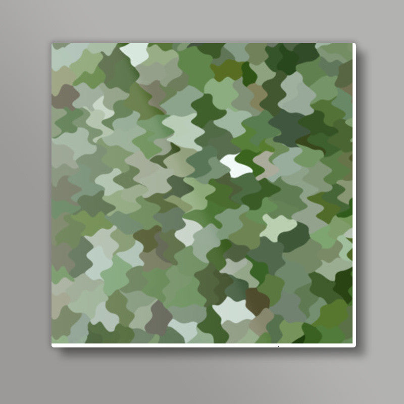 Cool Green Camouflage Pattern Square Art Prints