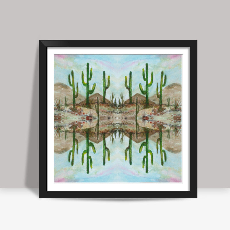 Green Cactus Watercolor Desert Painting Watercolor Botanical Art Illustration Square Art Prints