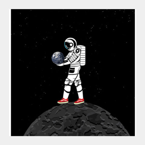 the astronaut Square Art Prints