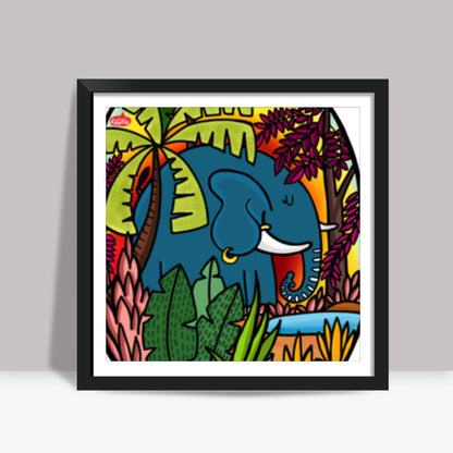 The Morning Elephant Square Art Prints