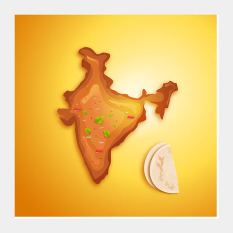 Square Art Prints, Food Maps - India Square Art Prints