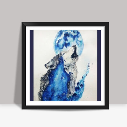 Blue Wolf Square Art Prints