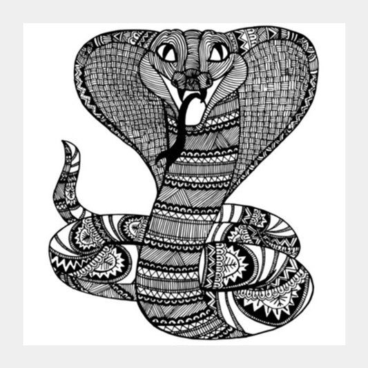 Zentangle Cobra Square Art Prints