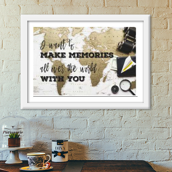 Wanderlust World Map Poster Premium Italian Wooden Frames