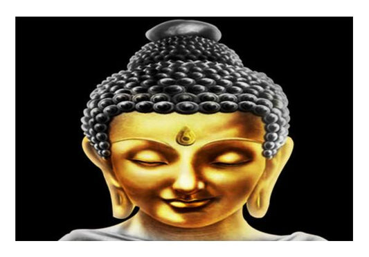 PosterGully Specials, Gautam Buddha Golden Wall Art