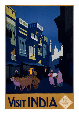 Visit_India,_a_street_by_moonlight,_travel_poster,_ca._1920 Wall Art