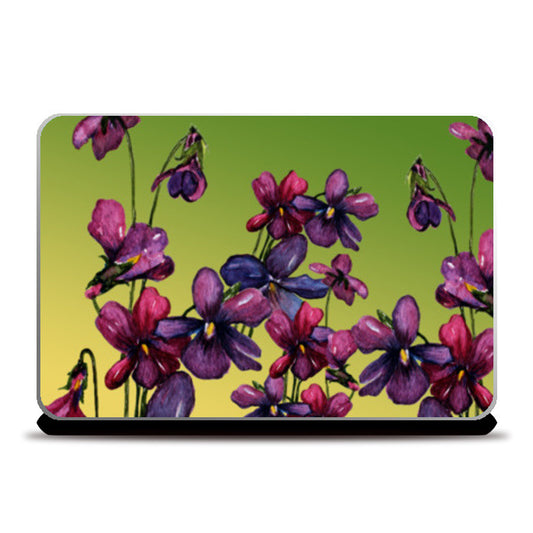 Laptop Skins, Violet Garden Flowers Botanical Floral Design Laptop Skins