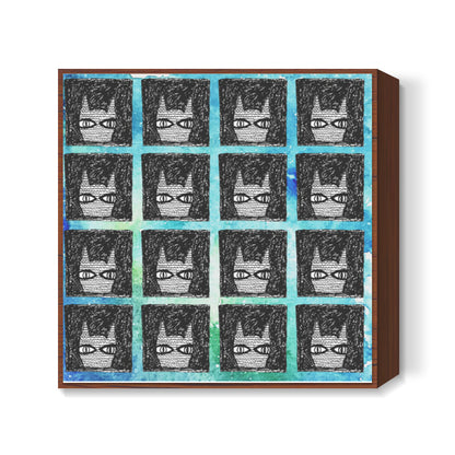 The hipster kitty cat Square Art Prints