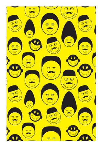 PosterGully Specials, Funny faces vector on yellow Wall Art