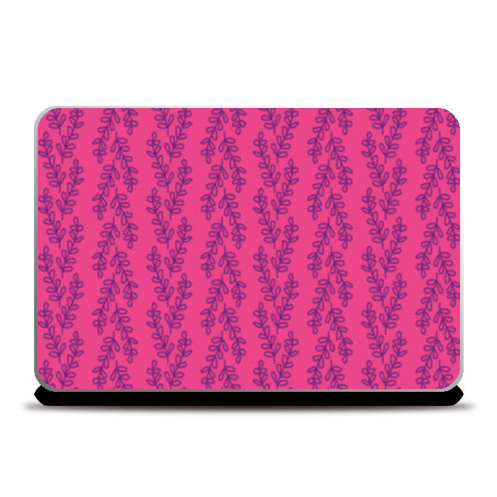 Laptop Skins, Leaf/Leaves Doodles Row Pattern Pink Girly Laptop Skins