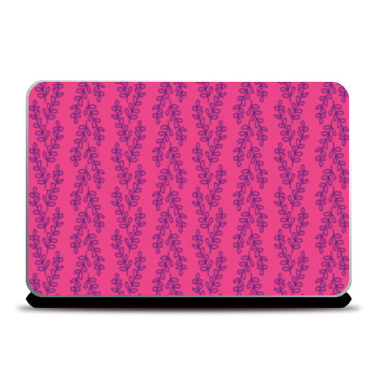Laptop Skins, Leaf/Leaves Doodles Row Pattern Pink Girly Laptop Skins