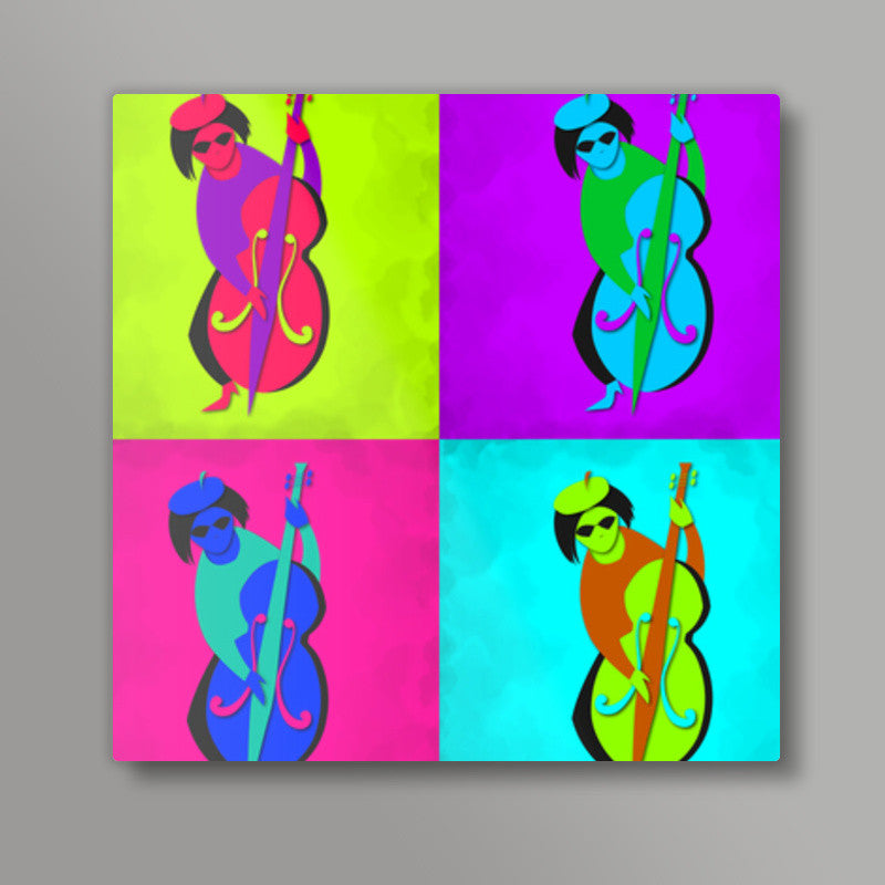 Jazz Man - Double Bass Square Art Prints